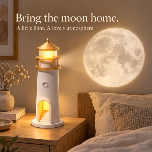 Moonlight Lighthouse Projector — Night Light, Bluetooth Speaker & White Noise