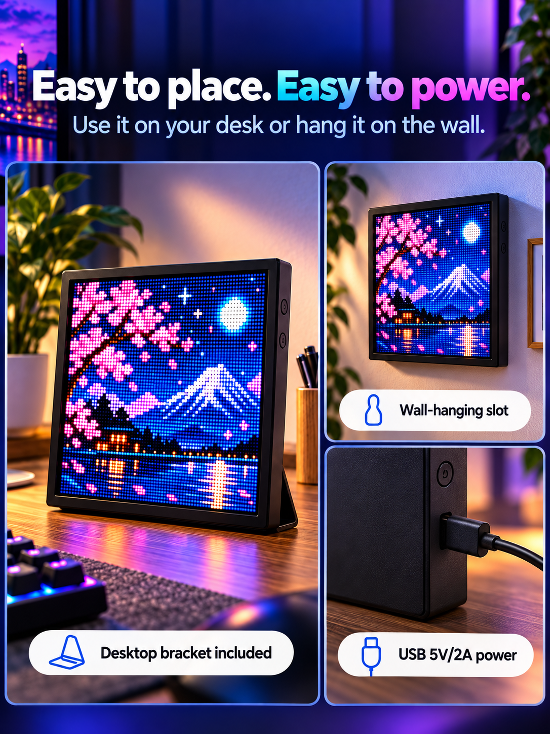 Smart LED Pixel Art Display — Bluetooth App Control | 20cm & 26cm