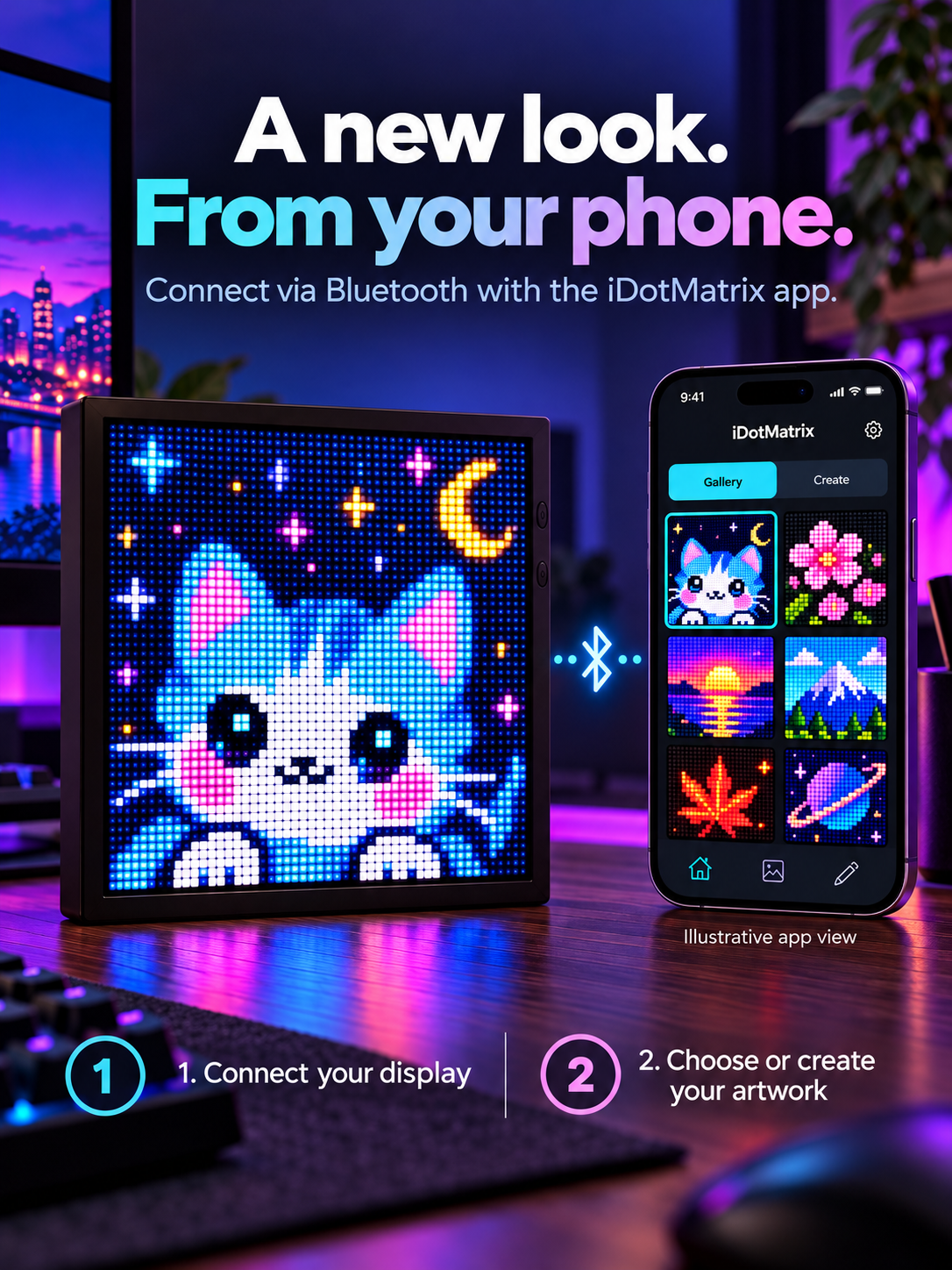 Smart LED Pixel Art Display — Bluetooth App Control | 20cm & 26cm