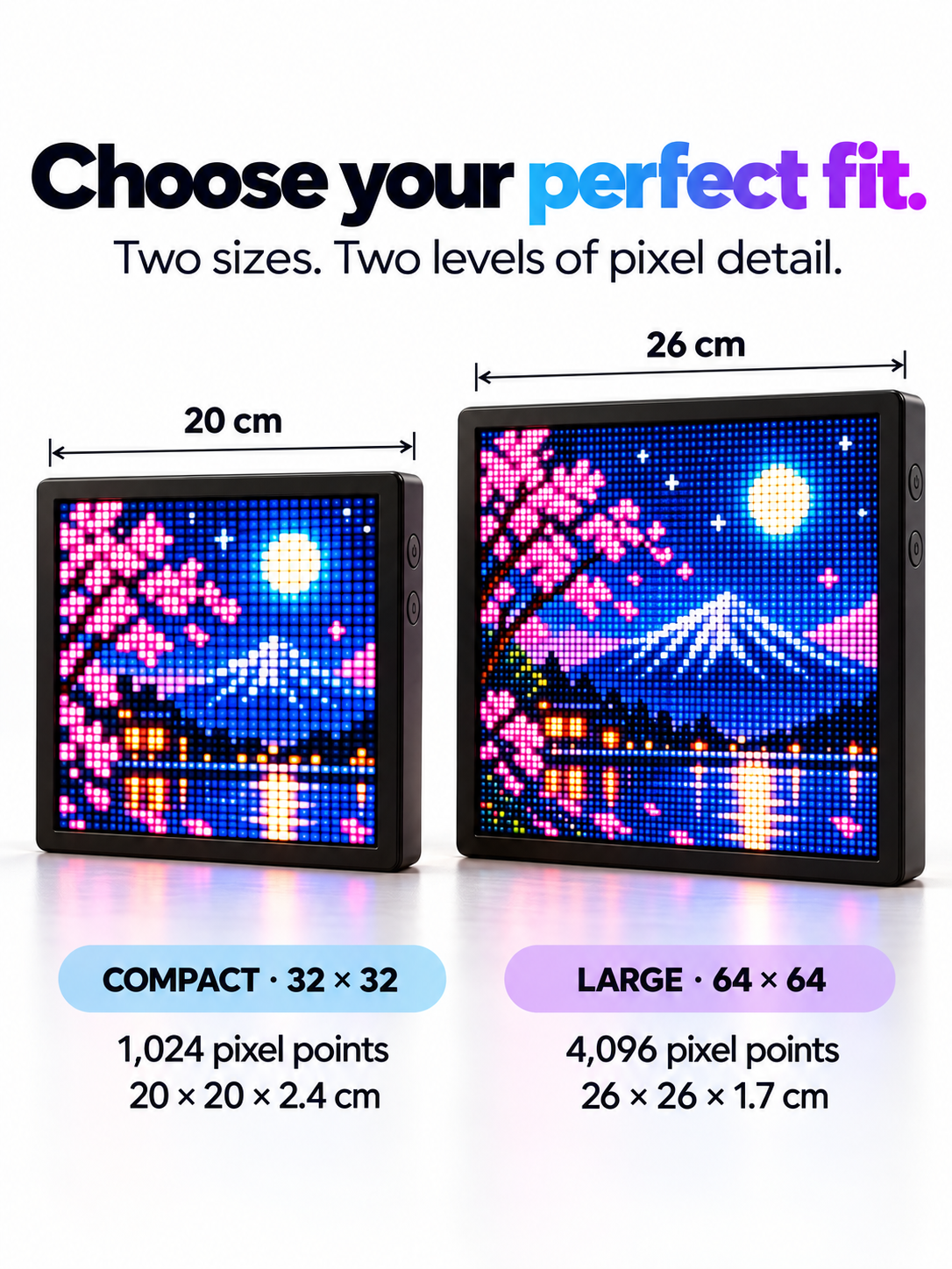 Smart LED Pixel Art Display — Bluetooth App Control | 20cm & 26cm