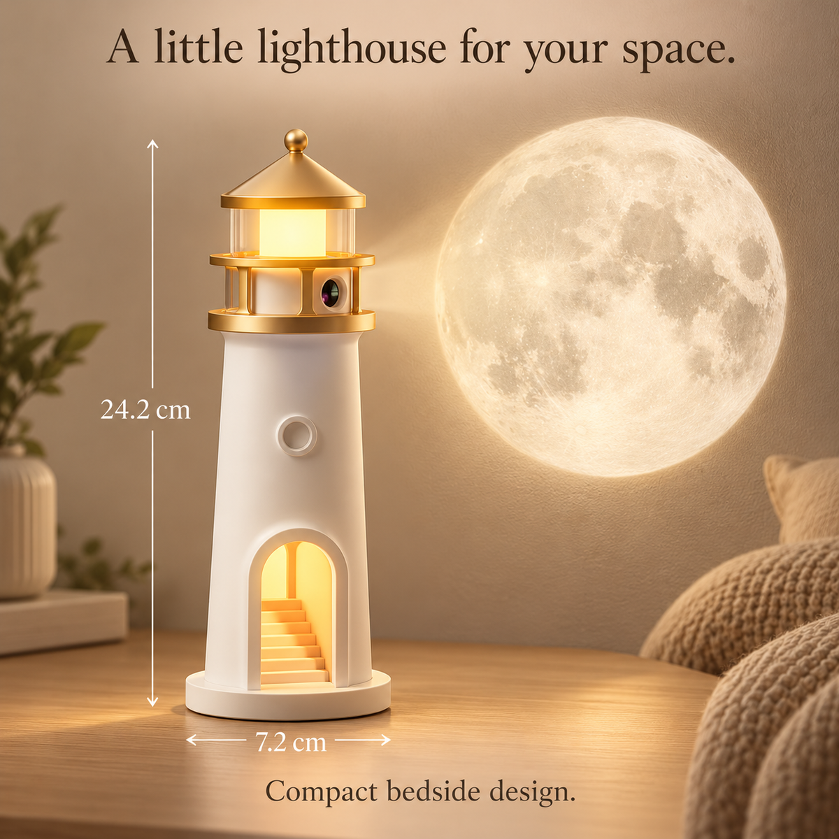 Moonlight Lighthouse Projector — Night Light, Bluetooth Speaker & White Noise