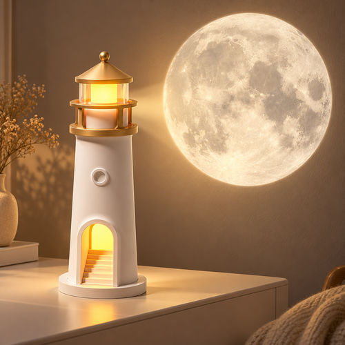 Moonlight Lighthouse Projector — Night Light, Bluetooth Speaker & White Noise