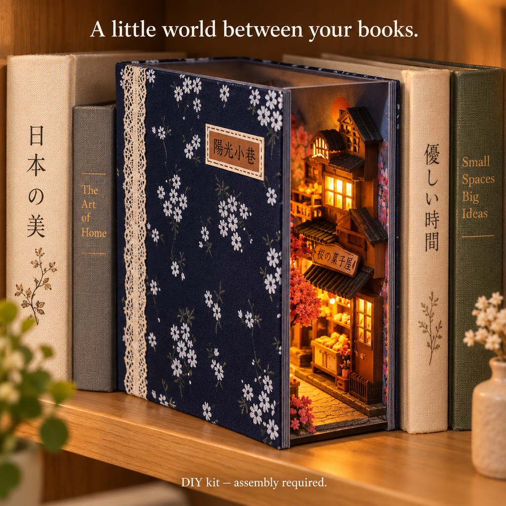 DIY Folding Book Nook Kit with Lights — Chinese Food Street / Japanese Sakura Street