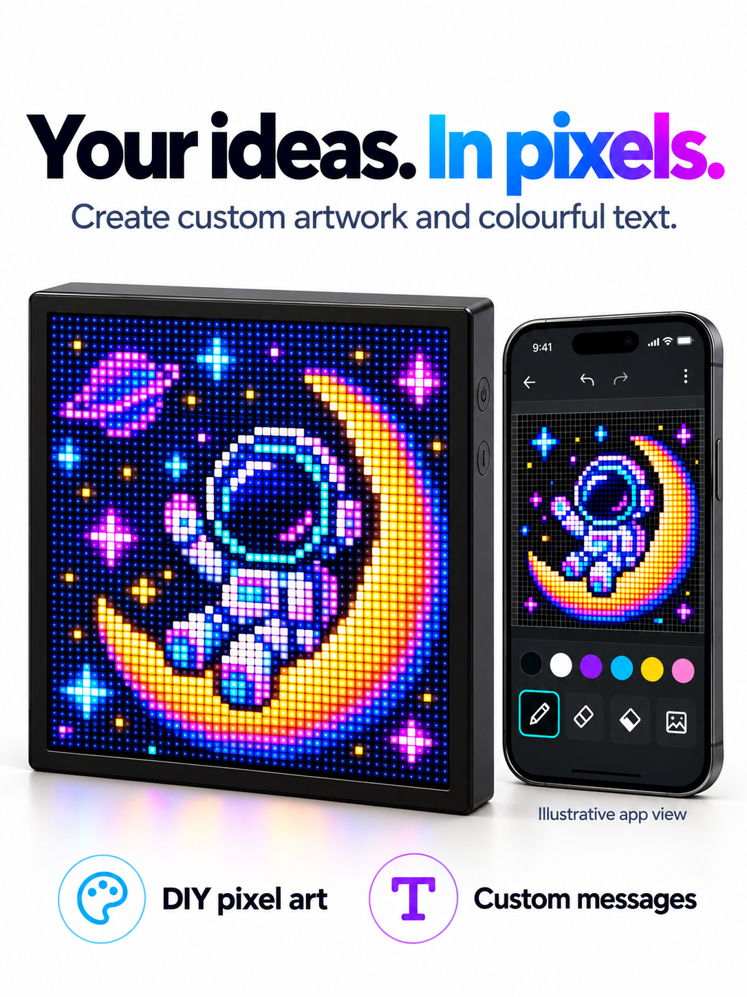 Smart LED Pixel Art Display — Bluetooth App Control | 20cm & 26cm